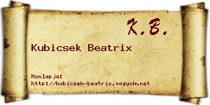 Kubicsek Beatrix névjegykártya